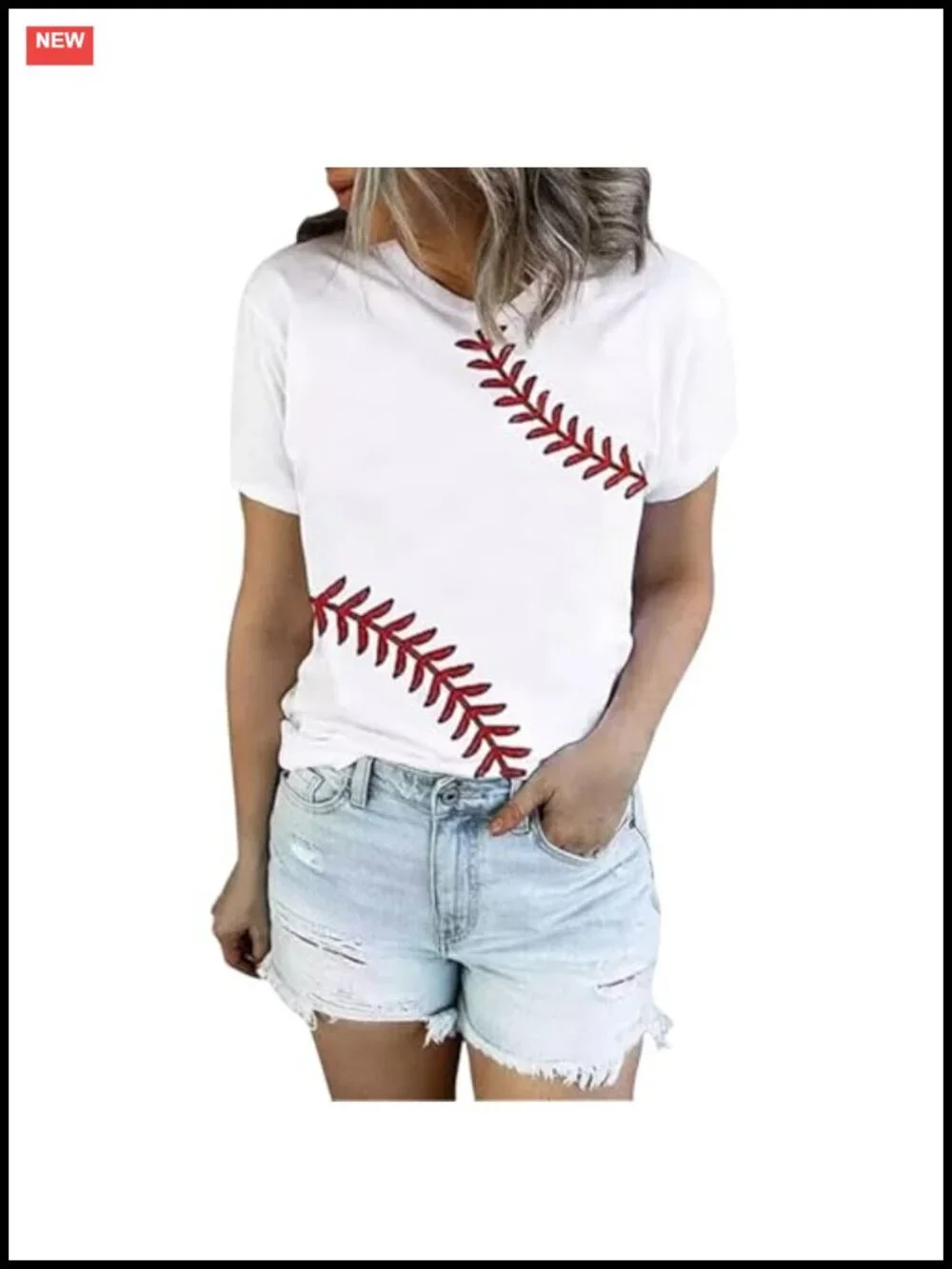 Womens Baseball T-Shirt Short Sleeve Graphic Tee Cotton Blend Top